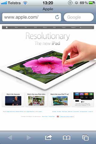apple webpage on iPhone
