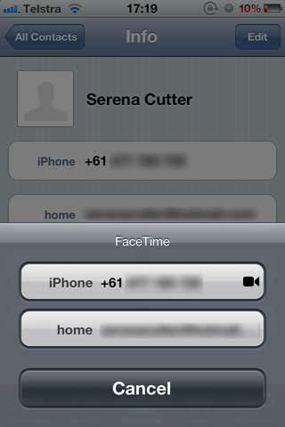 contacts with facetime setup