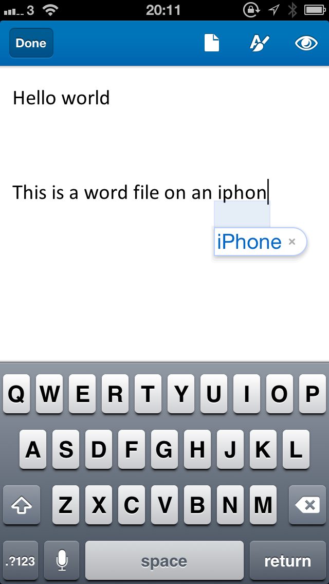 word on iphone